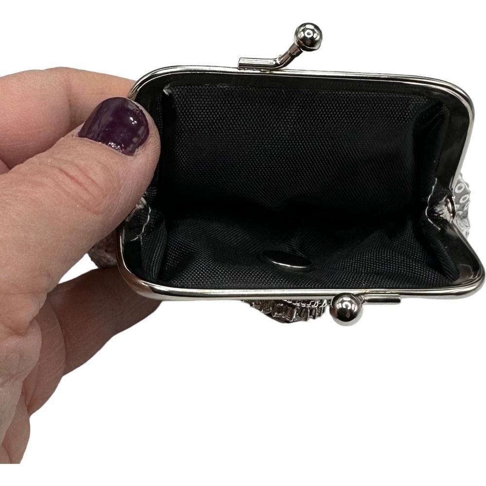 Silver Sequin Coin Micro Purse Silver Cross Purple Sparkling 18m Ginger Snap NWT - Picture 12 of 12